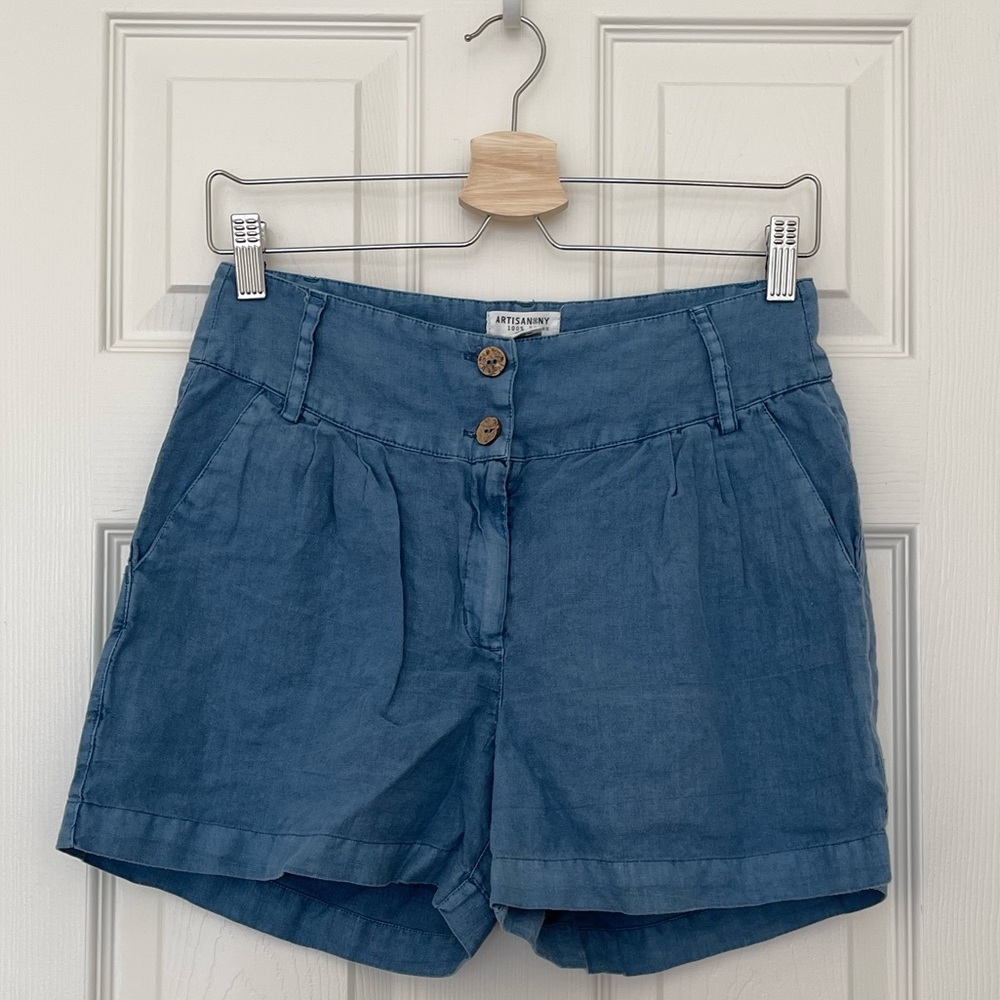 Artisan NY Linen Shorts Vintage Blue Color Size 4